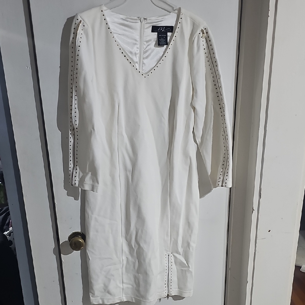 Elegant White Dress with Studded Details